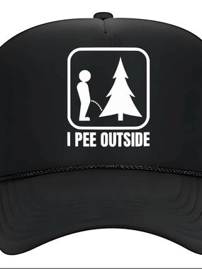 I Pee Outside Funny Camping Cap Hat Foam Trucker Mesh Snapback Black